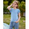 imageGRACE KARIN Girls Knit Short Sleeve TShirts Ruffle Fashion Tops Tees 614YBlue