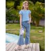 imageGRACE KARIN Girls Knit Short Sleeve TShirts Ruffle Fashion Tops Tees 614YBlue