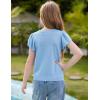 imageGRACE KARIN Girls Knit Short Sleeve TShirts Ruffle Fashion Tops Tees 614YBlue