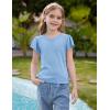 imageGRACE KARIN Girls Knit Short Sleeve TShirts Ruffle Fashion Tops Tees 614YBlue