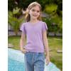 imageGRACE KARIN Girls Knit Short Sleeve TShirts Ruffle Fashion Tops Tees 614YPurple