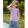 imageGRACE KARIN Girls Knit Short Sleeve TShirts Ruffle Fashion Tops Tees 614YPurple