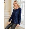 imageGRACE KARIN Glitter Tops for Women Sequin Top Sparkly Evening Party Split Mesh Back Sexy Casual Blouse Navy Blue 2XL