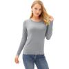 imageGRACE KARIN Womens High Stretchy Long Sleeve Pullover Sweater Blouse TopLight Grey