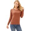imageGRACE KARIN Womens High Stretchy Long Sleeve Pullover Sweater Blouse TopRed Brown