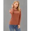 imageGRACE KARIN Womens High Stretchy Long Sleeve Pullover Sweater Blouse TopRed Brown