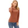 imageGRACE KARIN Womens High Stretchy Long Sleeve Pullover Sweater Blouse TopRed Brown