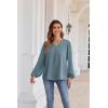 imageGRACE KARIN Womens Lantern Long Sleeve Tops Work Blouse T Shirts V Neck Business Casual OutfitsGray Blue