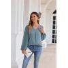 imageGRACE KARIN Womens Lantern Long Sleeve Tops Work Blouse T Shirts V Neck Business Casual OutfitsGray Blue