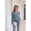 imageGRACE KARIN Womens Lantern Long Sleeve Tops Work Blouse T Shirts V Neck Business Casual OutfitsGray Blue