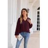 imageGRACE KARIN Womens Lantern Long Sleeve Tops Work Blouse T Shirts V Neck Business Casual OutfitsWine Red