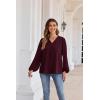 imageGRACE KARIN Womens Lantern Long Sleeve Tops Work Blouse T Shirts V Neck Business Casual OutfitsWine Red