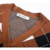 imageWomens Argyle Preppy Cardigan Sweater Casual V neck Button Down Knit Cardigan Color Block Shrugs S2XLBrown