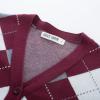 imageWomens Argyle Preppy Cardigan Sweater Casual V neck Button Down Knit Cardigan Color Block Shrugs S2XLWine