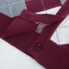 imageWomens Argyle Preppy Cardigan Sweater Casual V neck Button Down Knit Cardigan Color Block Shrugs S2XLWine