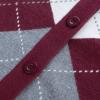 imageWomens Argyle Preppy Cardigan Sweater Casual V neck Button Down Knit Cardigan Color Block Shrugs S2XLWine