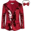 imageGRACE KARIN Boys Sequins Blazers Slim Fit Glitter Suit Jacket Formal Blazer for Party Prom 514 YearsRed