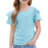 imageGRACE KARIN Girls Double Ruffle Summer Short Sleeve Tee Tops Shirts Size 614Blue