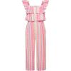 imageGRACE KARIN Girls Floral Jumpsuit Flutter Sleeve Square Neck Wide Leg RompersPink