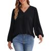 imageGRACE KARIN Womens Lantern Long Sleeve Tops Work Blouse T Shirts V Neck Business Casual OutfitsBlack