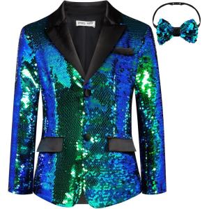 imageGRACE KARIN Boys Sequins Blazers Slim Fit Glitter Suit Jacket Formal Blazer for Party Prom 514 YearsGreen