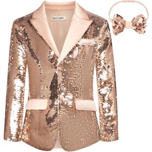 imageGRACE KARIN Boys Sequins Blazers Slim Fit Glitter Suit Jacket Formal Blazer for Party Prom 514 YearsRose Gold