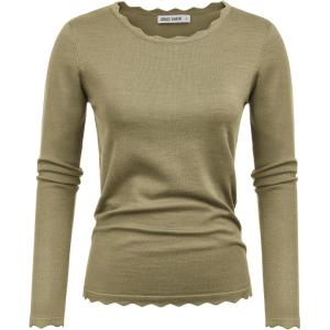 imageGRACE KARIN Womens High Stretchy Long Sleeve Pullover Sweater Blouse TopDark Khaki
