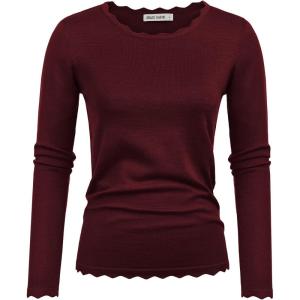 imageGRACE KARIN Womens High Stretchy Long Sleeve Pullover Sweater Blouse TopDark Wine
