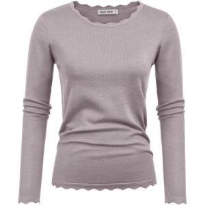 imageGRACE KARIN Womens High Stretchy Long Sleeve Pullover Sweater Blouse TopGray Pink