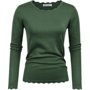 imageGRACE KARIN Womens High Stretchy Long Sleeve Pullover Sweater Blouse TopLight Army Green
