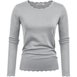 imageGRACE KARIN Womens High Stretchy Long Sleeve Pullover Sweater Blouse TopLight Grey