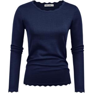imageGRACE KARIN Womens High Stretchy Long Sleeve Pullover Sweater Blouse TopNavy Blue3