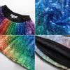 imageGRACE KARIN Girls Sequin Skirt Elastic Waist Sparkle Pleated Skirt for Party 514YRainbow