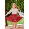 imageGRACE KARIN Girls Sequin Skirt Elastic Waist Sparkle Pleated Skirt for Party 514YRed