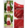 imageGRACE KARIN Girls Sequin Skirt Elastic Waist Sparkle Pleated Skirt for Party 514YRed