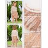 imageGRACE KARIN Girls Sequin Skirt Elastic Waist Sparkle Pleated Skirt for Party 514YRose Gold