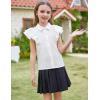 imageGRACE KARIN Teen Girls Shirt Solid Color Tee Short Sleeve Top Peter Pan Collar Blouse Gift Size 412Ruffle Sleevewhite