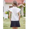 imageGRACE KARIN Teen Girls Shirt Solid Color Tee Short Sleeve Top Peter Pan Collar Blouse Gift Size 412Ruffle Sleevewhite