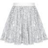imageGRACE KARIN Girls Sequin Skirt Elastic Waist Sparkle Pleated Skirt for Party 514YSilver
