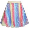 imageGRACE KARIN Girls Sequin Skirt Elastic Waist Sparkle Pleated Skirt for Party 514YYellow Rainbow