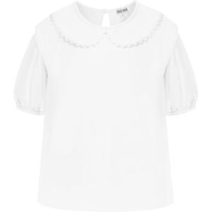 imageGRACE KARIN Teen Girls Shirt Solid Color Tee Short Sleeve Top Peter Pan Collar Blouse Gift Size 412Peter Panwhite