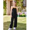 imageGRACE KARIN Girls Jumpsuit Drawstring Waist Contrast Color Romper Spaghetti Strap Long Coveralls Pants 512YBlack