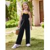 imageGRACE KARIN Girls Jumpsuit Drawstring Waist Contrast Color Romper Spaghetti Strap Long Coveralls Pants 512YBlack