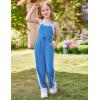 imageGRACE KARIN Girls Jumpsuit Drawstring Waist Contrast Color Romper Spaghetti Strap Long Coveralls Pants 512YBlue