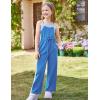 imageGRACE KARIN Girls Jumpsuit Drawstring Waist Contrast Color Romper Spaghetti Strap Long Coveralls Pants 512YBlue