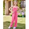 imageGRACE KARIN Girls Jumpsuit Drawstring Waist Contrast Color Romper Spaghetti Strap Long Coveralls Pants 512YHot Pink