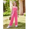 imageGRACE KARIN Girls Jumpsuit Drawstring Waist Contrast Color Romper Spaghetti Strap Long Coveralls Pants 512YHot Pink