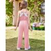 imageGRACE KARIN Girls Jumpsuit Drawstring Waist Contrast Color Romper Spaghetti Strap Long Coveralls Pants 512YPink