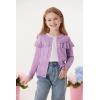 imageGRACE KARIN Girls Knit Cardigan Sweater Long Sleeve Ruffle Layered Lightweight Open Front Shrug Kids Casual Overwear 612Lavender Purple