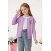 imageGRACE KARIN Girls Knit Cardigan Sweater Long Sleeve Ruffle Layered Lightweight Open Front Shrug Kids Casual Overwear 612Lavender Purple